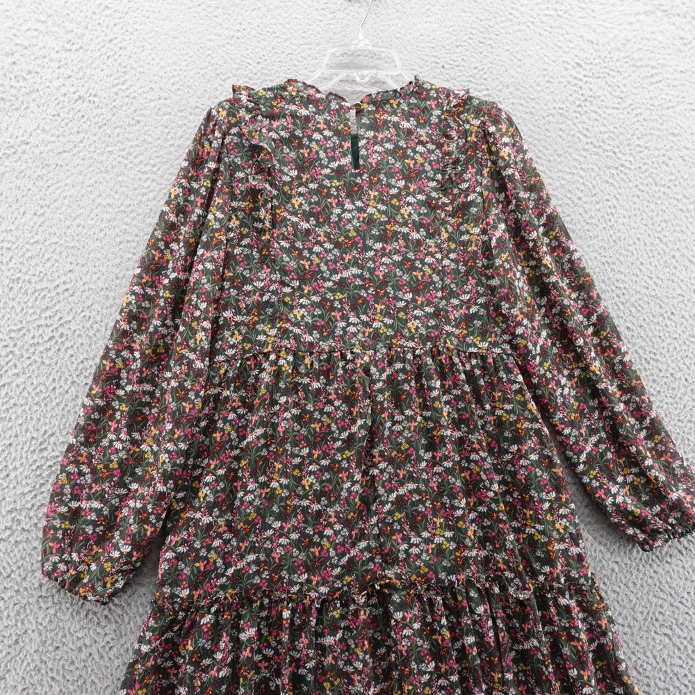 Draper James RSVP Smocked Dress Floral Midi Large Green Pink Metallic Womens - Picture 4 of 15